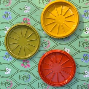 Vintage Tupperware Wagon Wheel Coasters in Harvest Colors